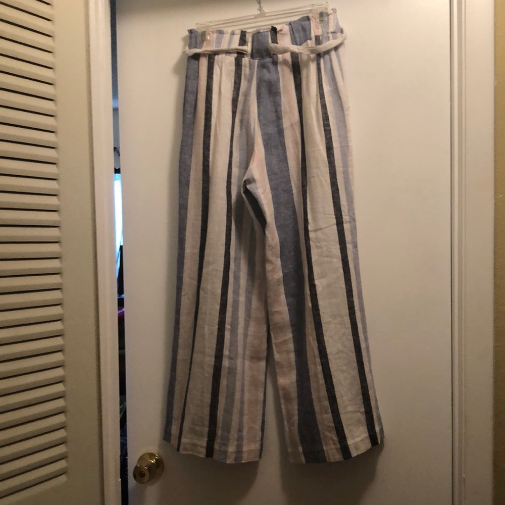 Belted striped pants